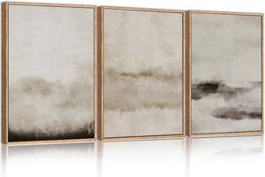 lot 2275 image: $130 HPINUB Large Minimalist Abstract Framed Canvas Wall Art Set -24x36x3