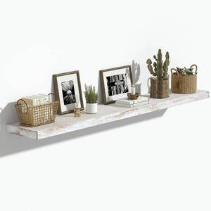 lot 2281 image: Vivelove Elm Wood Floating Shelf 48x8 Set of 1, Weathered White