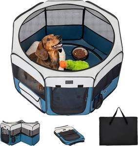 lot 2285 image: PETSFIT Portable Dog Playpen 36, Removable Waterproof Mat, Zippered Roof - No Carrying Bag