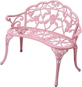 lot 2306 image: $125 Cast Aluminium Outdoor Bench, Rose Garden Bench for Patio,Park,Lawn,Yard (Pink)