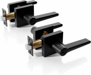 lot 3169 image: Door Locks for Front Door - 6 Pack Doorknobs for Exterior Door Matte Black Standard Door Handle with Lock Entrance Door Levers with Keys