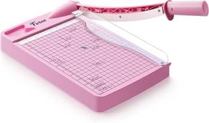 lot 3175 image: Firbon 12 Inch Guillotine Paper Cutter, Heavy Duty Paper Trimmer, Pink