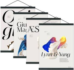 lot 3176 image: Lot of 2, Artmag 4 Pack Magnetic Poster Hanger Frame, 22x34 22x28 22x30 Light Wood Wooden Magnet Poster Frame for Maps Canvas Artwork Pictures Poster Hangers Frames (Black,22)