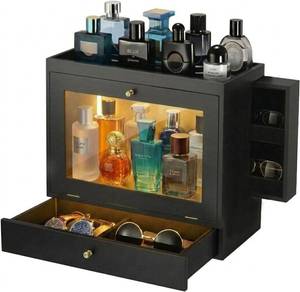 lot 3177 image: Cologne Organizer for Men with Light & Hidden Compartment, Holds 18 Bottles