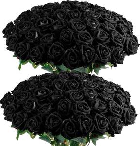 lot 3181 image: Auihiay 60PCS Black Roses, Fake Roses, Artificial Roses, Velvet Silk