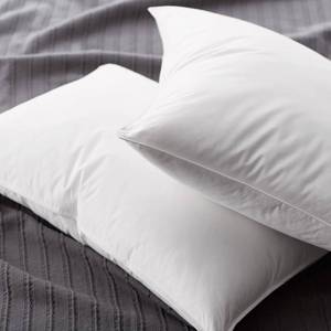 lot 3194 image: $115 Hotel Gel Fiber Pillow 100% Direct  Set of 2 Queen w Staycation Pillow Protectors  Soft, Cooling Gel Fiber Pillows  Used in Many Hotels & Resorts  Perfect for Back, Side, Sleepers