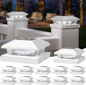 lot 3216 image: NIORSUN Solar Post Cap Lights,4x4 Post Solar Light Cool White,White 12 Pack