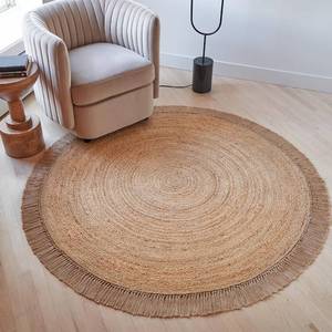 lot 3223 image: Beautiful 5.5x5.5 ft Round Jute Area Rug - Natural Hand Woven Circle Rug