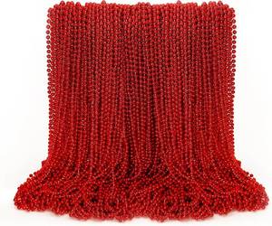 lot 3228 image: EOBOH 100PCS Mardi Gras Beads, Red Beads Party Favors, 33 Toy Necklaces Festival Costumes, Festival Parade Throw Accessories for Weddings Valentines Christmas Celebrations Decor