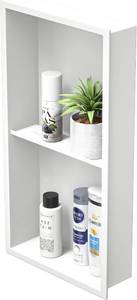 lot 3234 image: Stainless Steel Shower Niche White 24 X 12 W 2-Tier Shelf