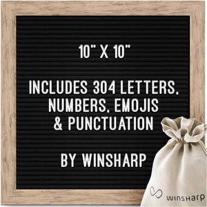 lot 5305 image: Black Felt Letter Board  Classy Dark Stained Wooden Frame with White Letters  Premium Changeable Sign Boards for Home Decor Motivational Quotes Baby Announcement Price List Message Letterboard With