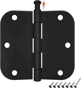 lot 5324 image: HOSOM 30 Pack Rounded Matte Black Door Hinges 3.5 x 3.5 inch with 58 Radius, Black 3 12 Interior Door Hinges, 3  x 3   Hardware