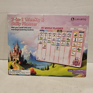 lot 5327 image: LIKARTO Visual Schedule for Kids - 2-in-1 Weekly  Daily Schedule - Magnetic Schedule with 188 Magnets and Magnetic Backing - Chore Chart Kids - Routine Chart for Toddlers, Autism, ADHD - Pink