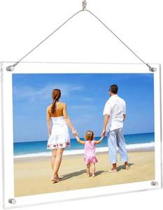 lot 5328 image: NIUBEE Clear Acrylic Desktop Picture Frame, Beveled Frameless Plexiglass Photo Photography Display with Standoff (12x17 (A3)-New)