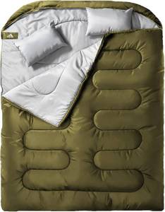 lot 5344 image: MEREZA Double Sleeping Bag for Adults Mens with Pillow, XL Queen Size Two Person Sleeping Bag for All Season Camping Hiking Backpacking 2 Person Sleeping Bags for Cold Weather & Warm