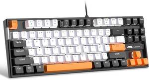 lot 5348 image: MageGee 75% Mechanical Gaming Keyboard, Yellow Switch, LED White Backlit, 87 Keys Compact TKL Wired Computer Keyboards for Windows Laptop PC Gamer - WhiteBlack