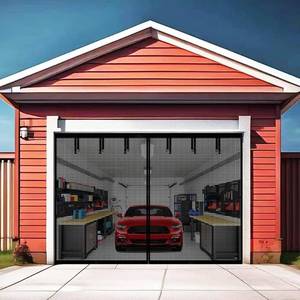 lot 5350 image: Premium Garage Door Screen for 1 Car Garage 10x7ft, Durable Heavy Duty Fiberglass Screen Mesh with Hook & Loop Tapes, Strips, Doors Screen with Powerful Magnets, Easy Assembly (Black, 10x7ft)