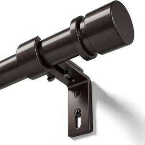 lot 5374 image: Byondeth Curtain Rods for Windows 16 to 48 or 60 Inches Max Adjustable Length 1 Inch Diameter Window Curtain Rod with Aluminium End Cap, Antique Bronze