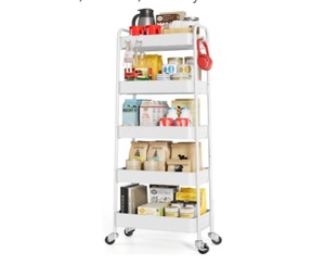 lot 5384 image: KINGRACK 5 Tier Metal Trolley with Wheels Screwless, BeautyCraftsTeaArt, Home, Bathroom, Kitchen, Laundry