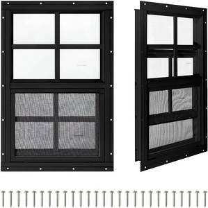 lot 5402 image: 2 Pack Shed Windows, Chicken Coop Windows, 12 x 18 Black