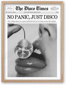 lot 5413 image: iHery 16x20in No Panic Just Disco Framed Newspaper Wall Art
