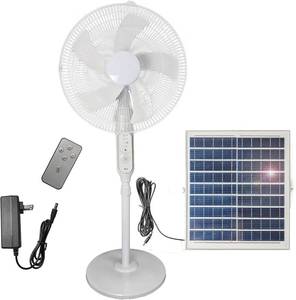 lot 5417 image: $112 16-inch Solar Oscillating Standing Fan,15000mAh Rechargeable Mobile Fan,Remote Control Floor Fan, Height-adjustable Suitable for Bedroom, Study or Outdoor