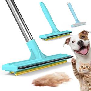 lot 5424 image: 3-in-1 Carpet Rake for Pet Hair Removal, Upgraded Rug Scraper with 61 Thickened Handle & 10 Handheld Grip, Dual-Metal Edge Dog Hair Remover for Carpet, Couch, Furniture & Car