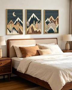lot 5429 image: KUVIOKE Morden Mountains Framed Wall Art 16x24in Natural Framed