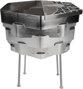 lot 5436 image: $140 Fire Pit, Halo Fire Place Outdoor Portable Wood Fire Pits Includes A Grill, A Bag, Hexagonal Fireplace for Patio Camping Gift (Stainless Steel Firepit with a Grill, Large)