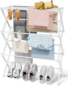 lot 5440 image: Sakugi Foldable 3-Tier Clothes Drying Rack 37.4 H with Non-Slip Feet