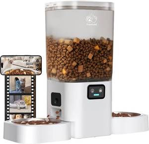lot 5441 image: Frienhund Automatic Cat Feeder with Two 1080P Camera for 2 Cats 7L Automatic Dog Feeder with Night Vision & Slow Feed, 5G WiFi Auto Cat Food Dispenser for Multiple Pet,Detachable for Clean(ACF180W-C)