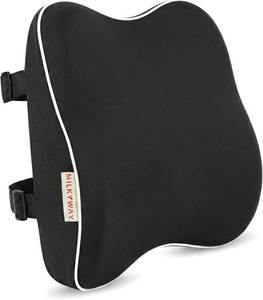 lot 5448 image: TEEMTAN Back Support for Office Chair, Memory Foam Lumbar Support Pillow with Cooling Breathable Cover, Adjustable Strap and Extra Extension Strap, for Car Seat, Home, Gaming, Black