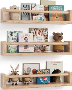 lot 5480 image: G&W Gruwald Nursery Book Shelves, Set of 3, Hanging Bookshelf, Wall Book Shelves for Bedroom Kids, Floating Shelf for Wall, Nursery Decor