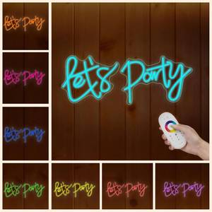 lot 5510 image: $108 Lets Party Neon Sign 7 colors for Wall Decor, Lets Party Sign for Birthday Wedding Party, Color Changing Light with Remote, Gifts for Loved Ones, 32
