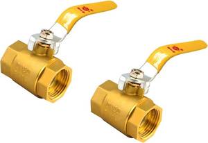 lot 5517 image: 2- Pack 34 Full Port Ball Valve Brass  34 Inch NPT Brass Valve 34 Female x 34 Female Thread Heavy Duty Brass Shut Off Valve Water, Oil and Gas