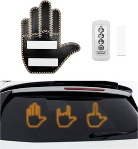 lot 583 image: Hand Gesture Light for Car, Middle Finger LED Back Window Road Rage Sign, Hand Gesture Car Window Lights with Remote Control, Funny Gadgets Car Accessories for Men Women (Male)