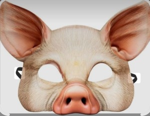 lot 600 image: Dzrige Halloween Pig Mask Scary Half Face Pig Mask for Halloween Masquerade Carnival Tricky Party Cosplay Props