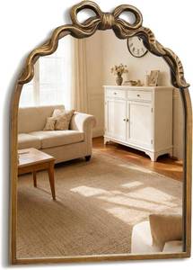 lot 5542 image: Gold Bow Vintage Small 13x17 Arch Unique Wall Ornate Antique Mirror