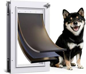 lot 5571 image: 3-Flap Medium Dog Door for Door, All Aluminum Doggy Door for Exterior