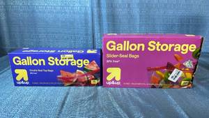 lot 2006 image: up&up Gallon Storage Bags Lot 75 Double Seal Top  68 Slider-Seal 143 Bags Total