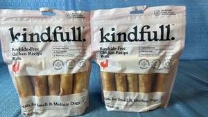 lot 2033 image: Kindfull Rawhide-Free Chicken Recipe Rolls Dog Treats 19.4oz Lot of 2