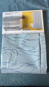 lot 2046 image: Room Essentials Shower Curtain with Rings 12 Plastic