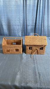lot 3028 image: Woven Basket House Storage Organizers 2-Piece Lot