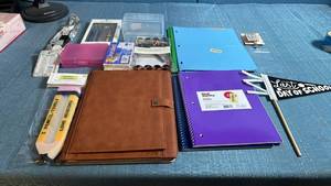 lot 8032 image: School & Office Supplies Lot Pens Notebooks ID Badge Pencils