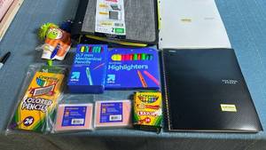 lot 8034 image: School Supply Lot Mead Five Star Notebooks Crayola Pencils Highlighters
