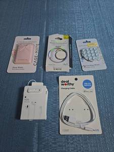 lot 8058 image: iPhone Accessories Lot PopSockets Magnetic Grip, Phone Wallets, Suction Mount, EarPods, USB-A to Lightning Cable