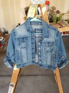 lot 4067 image: Amethyst Denim Jacket Button-Front Cropped Size Medium