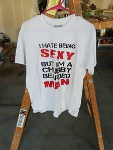 lot 4077 image: Gildan Ligi T-Shirt I Hate Being Sexy But Im A Chubby Bearded Man