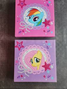 lot 4101 image: 2 Canvas Wall Art Prints My Little Pony Characters Stars Decorative