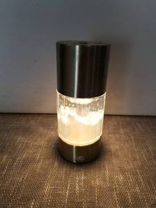 lot 4114 image: Lamp with Brushed Metal Base and Glass Chamber No Charger